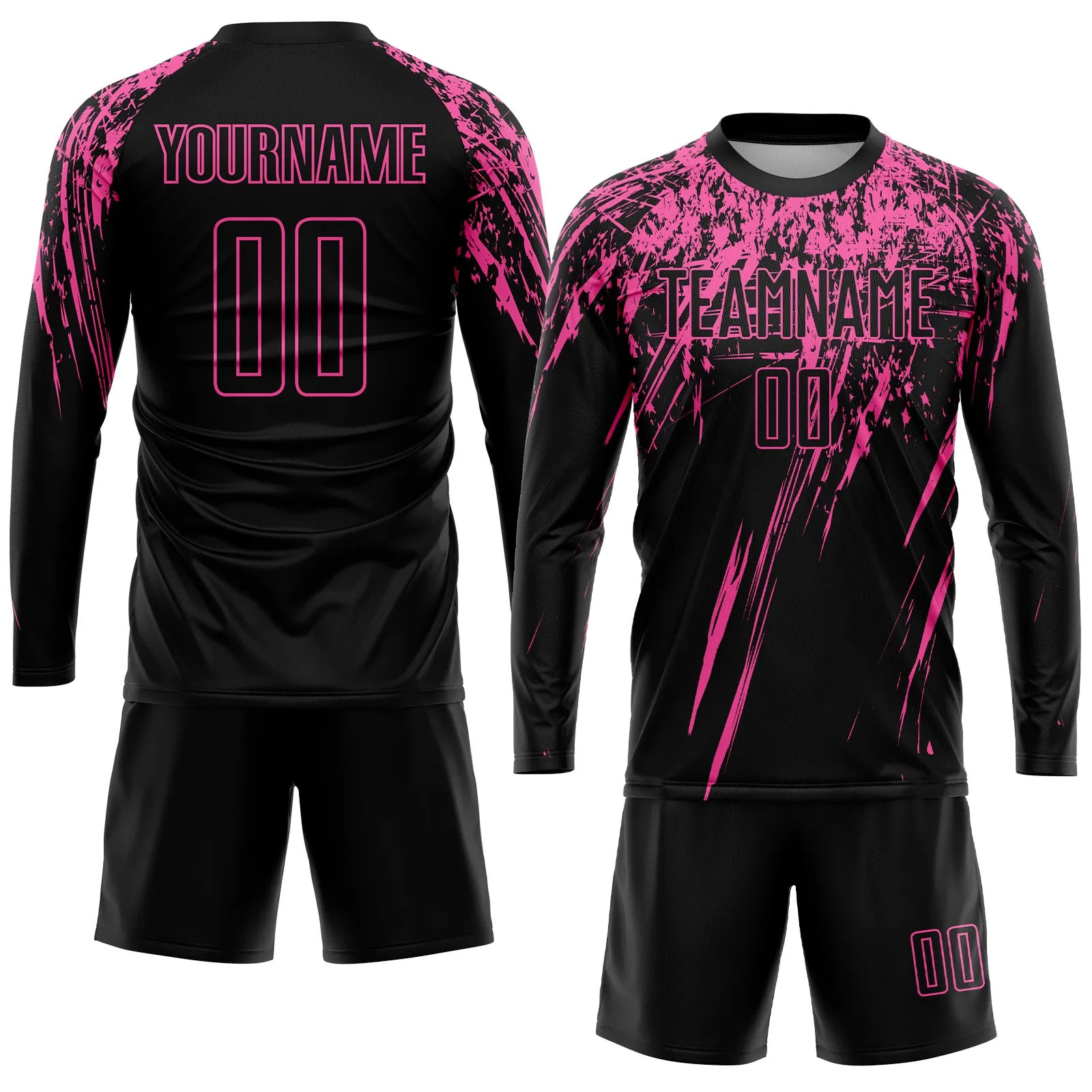 Custom Black Pink Sublimation Soccer Uniform Jersey