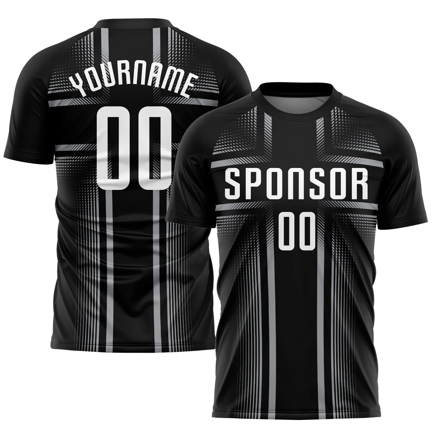 Custom Black White-Gray Sublimation Soccer Uniform Jersey