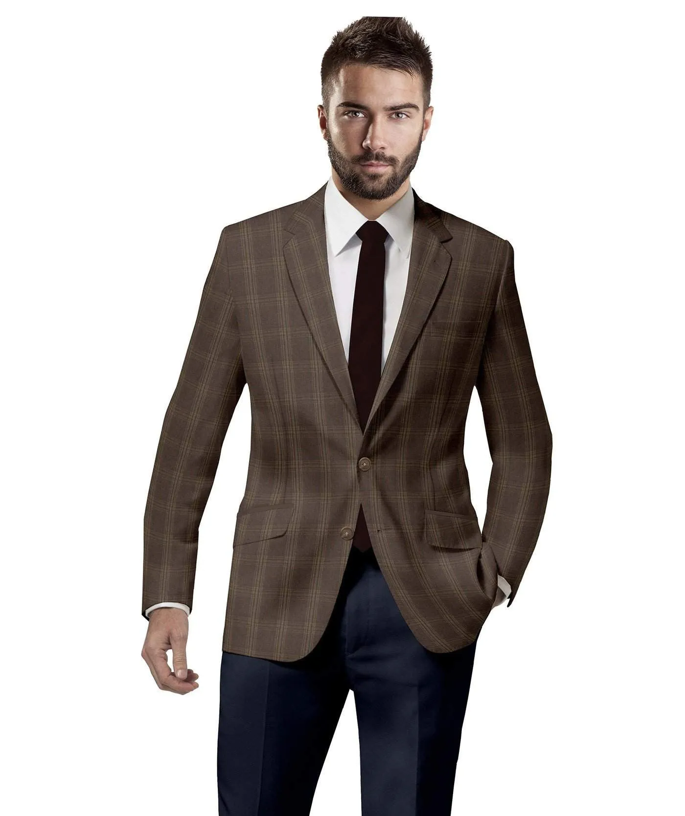 Custom Brown Windowpane Sports Jacket