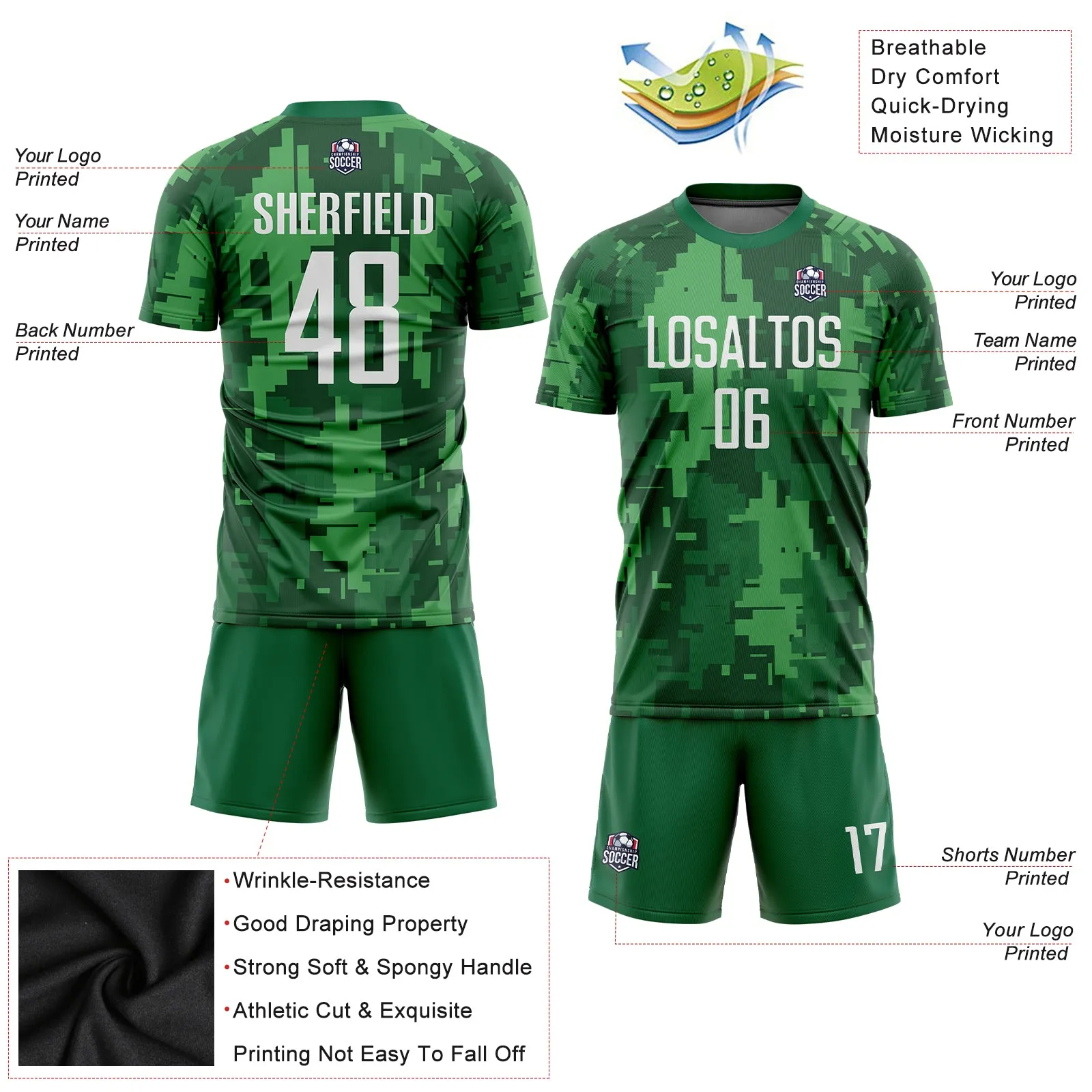 Custom Camo White-Kelly Green Sublimation Salute To Service Soccer Uniform Jersey