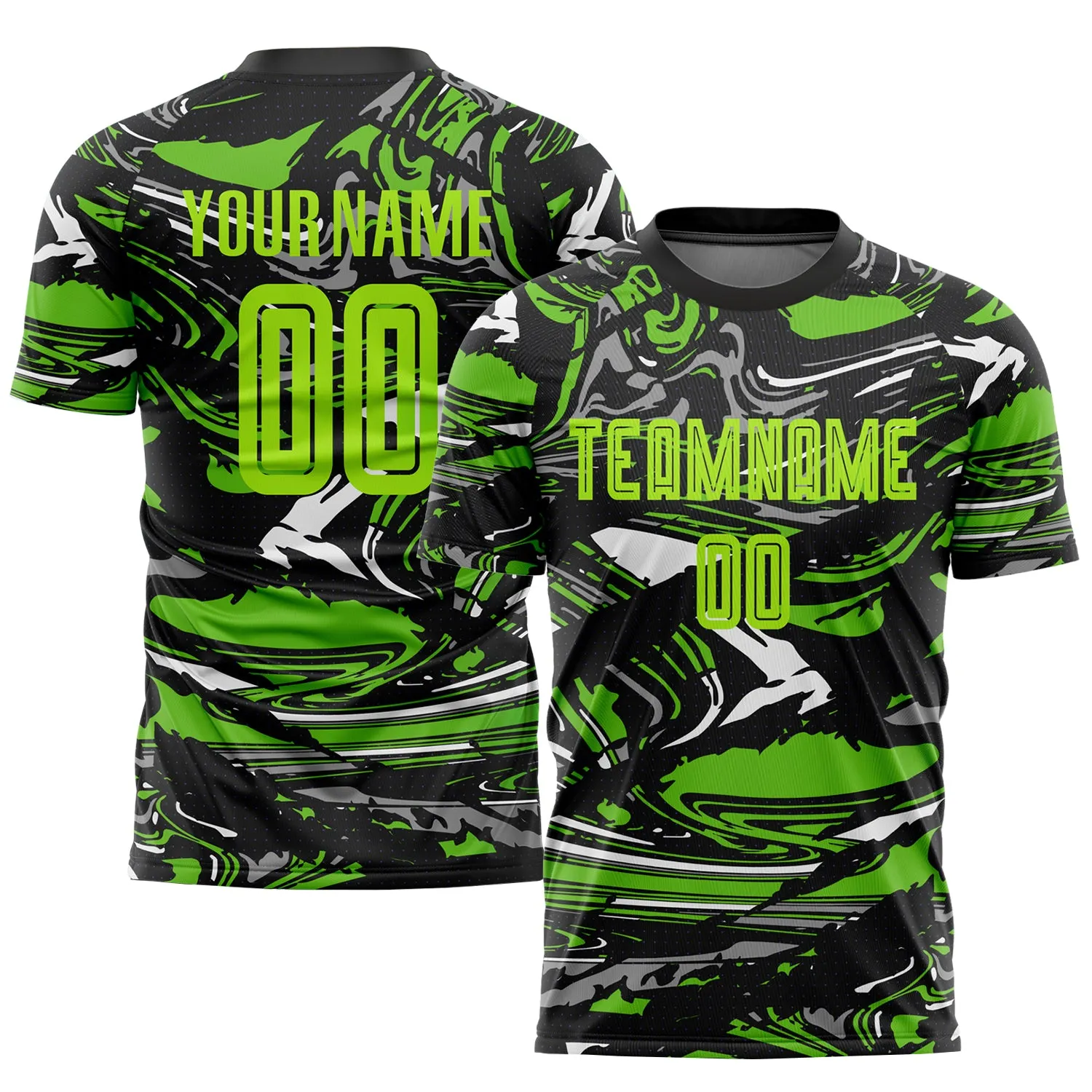 Custom Figure Neon Green-Aurora Green Sublimation Soccer Uniform Jersey