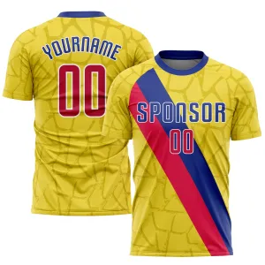 Custom Gold Red-Royal Sublimation Soccer Uniform Jersey