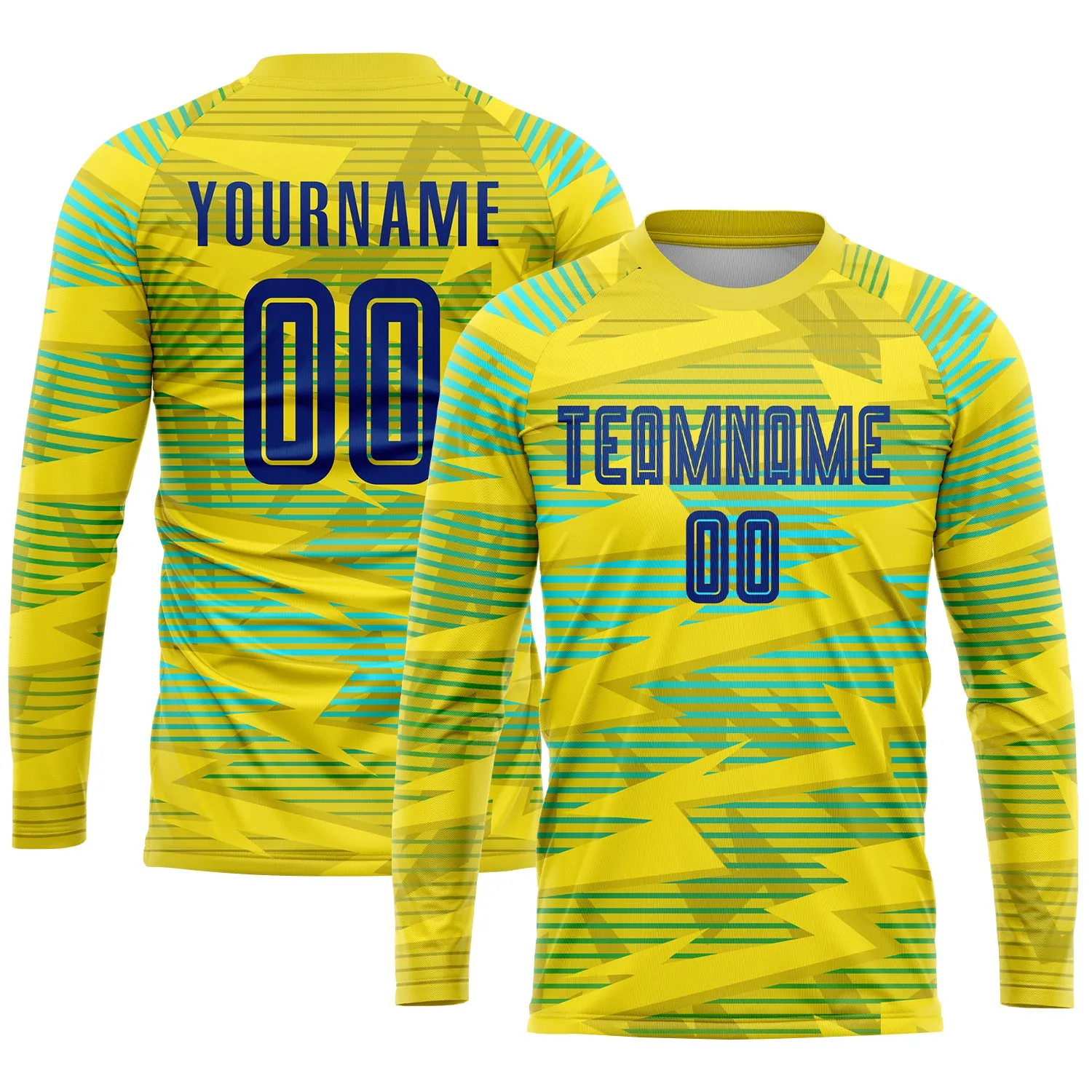 Custom Gold Royal-Light Blue Away Sublimation Soccer Uniform Jersey