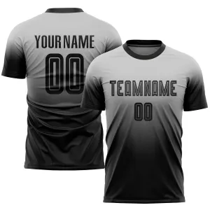 Custom Gray Black Sublimation Fade Fashion Soccer Uniform Jersey