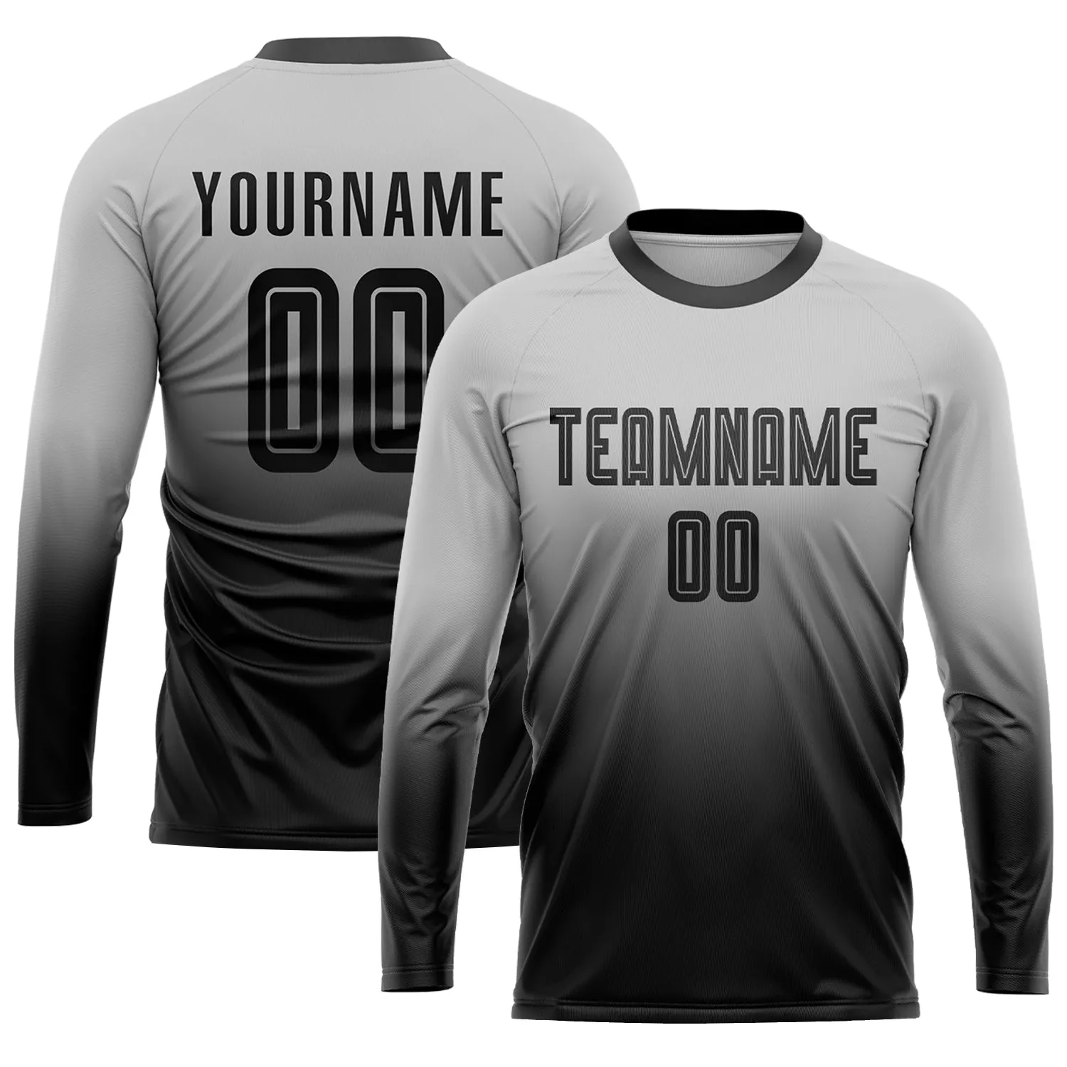 Custom Gray Black Sublimation Fade Fashion Soccer Uniform Jersey