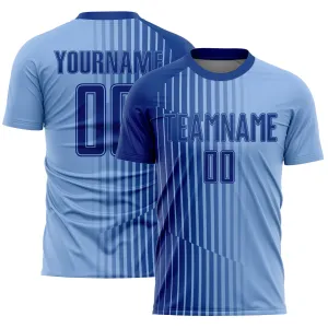 Custom Light Blue Royal Lines Sublimation Soccer Uniform Jersey