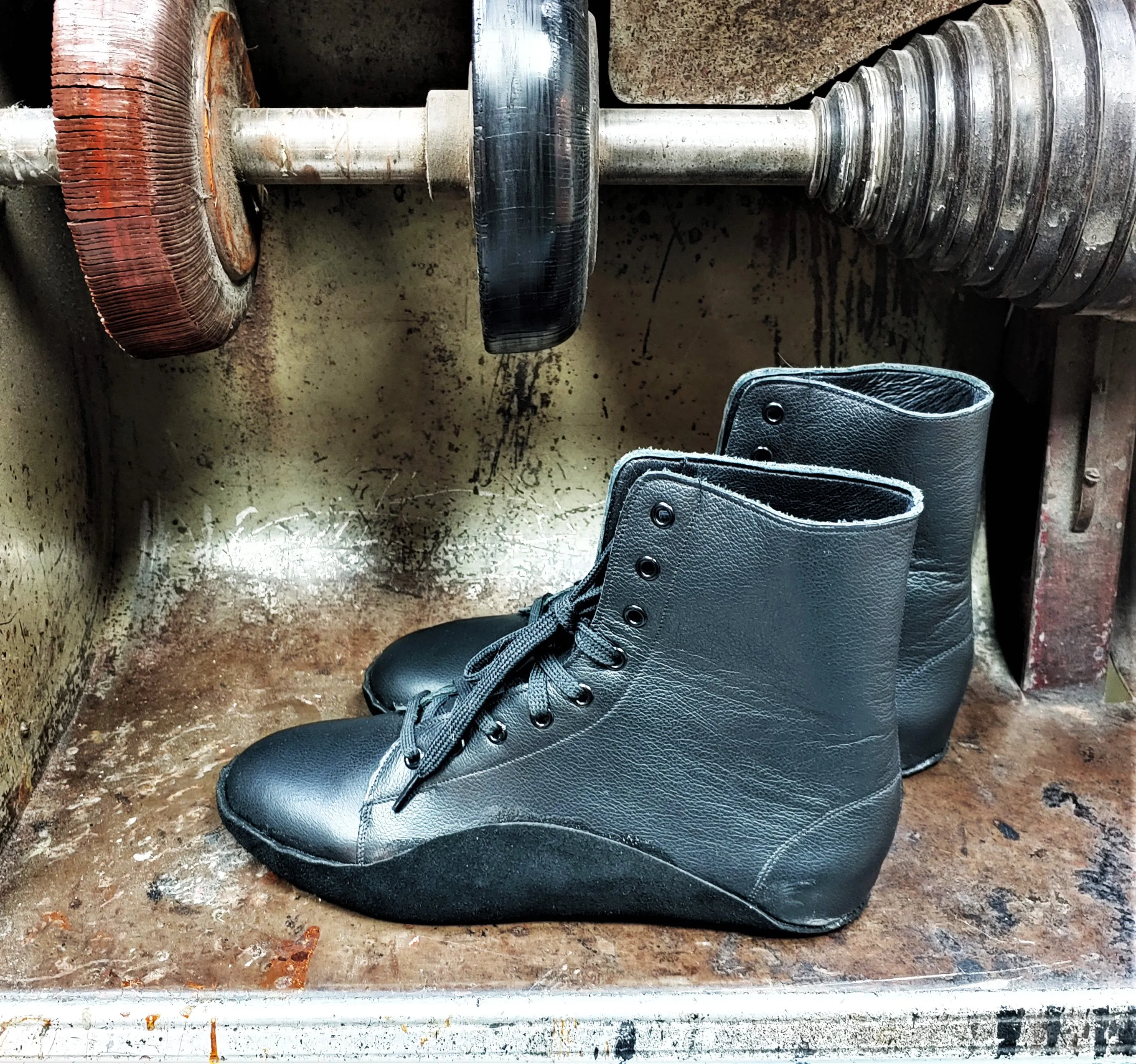 CUSTOM MADE Black Tightrope Boots w/inside Zip