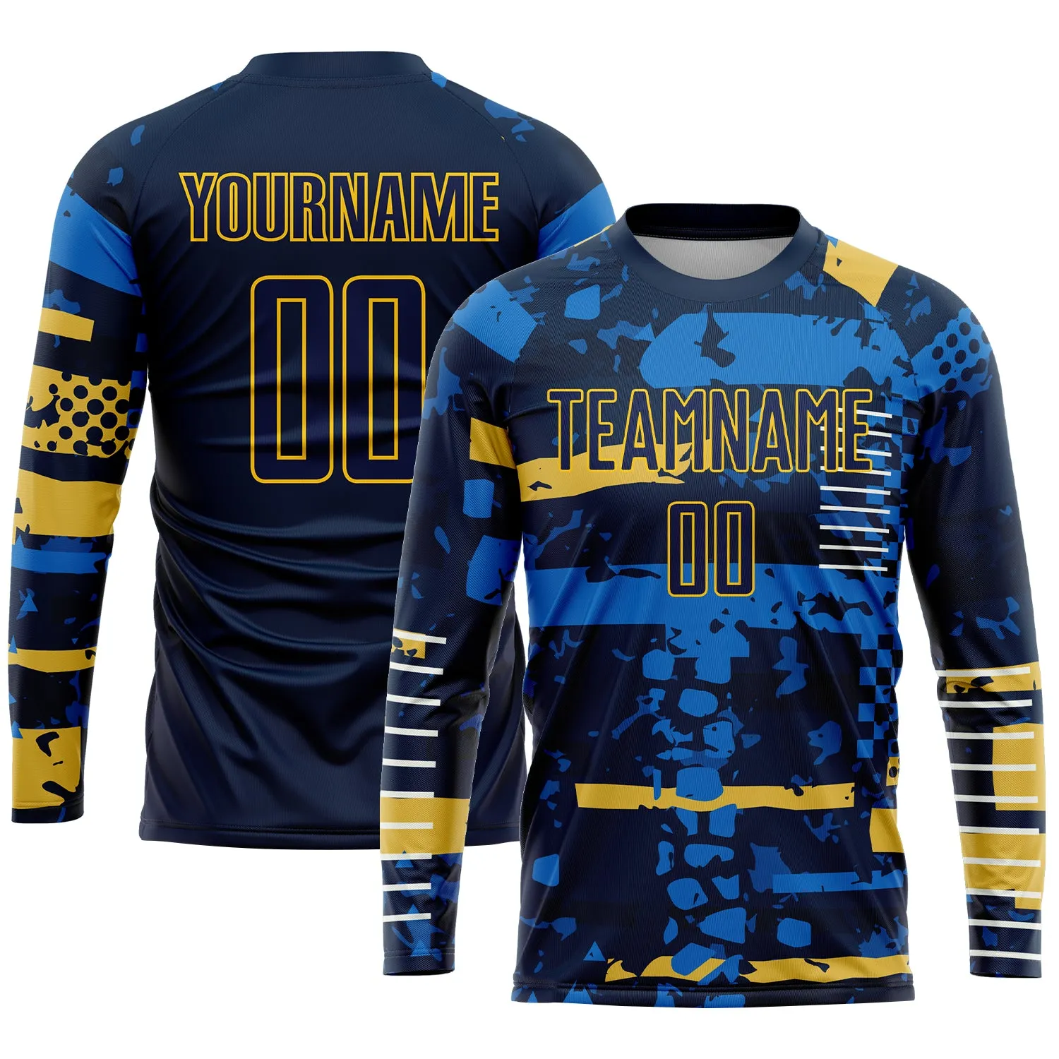 Custom Navy Navy-Gold Sublimation Soccer Uniform Jersey