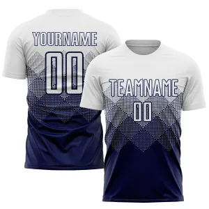 Custom Navy White Sublimation Soccer Uniform Jersey