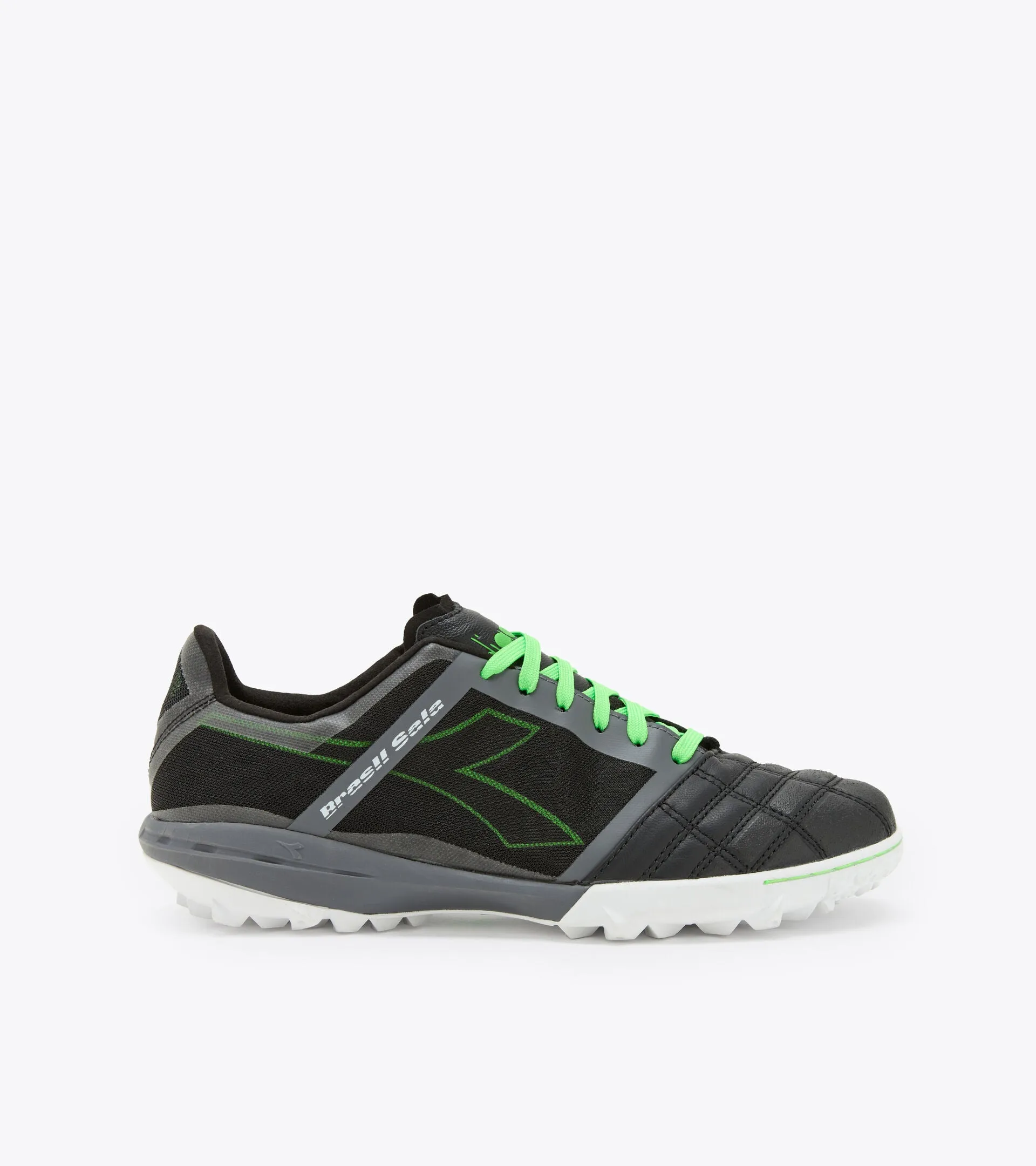 Diadora Brazil Sala TF Turf Soccer Shoe - Black/Green Fluo