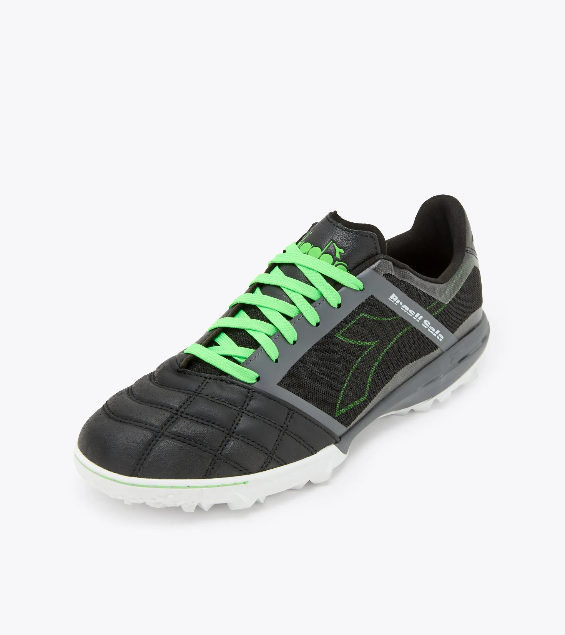 Diadora Brazil Sala TF Turf Soccer Shoe - Black/Green Fluo