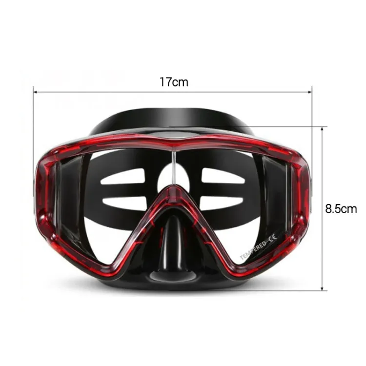 DM600 Silica Gel Diving Mask Swimming Goggles Diving Equipment for Adults (Black Blue)