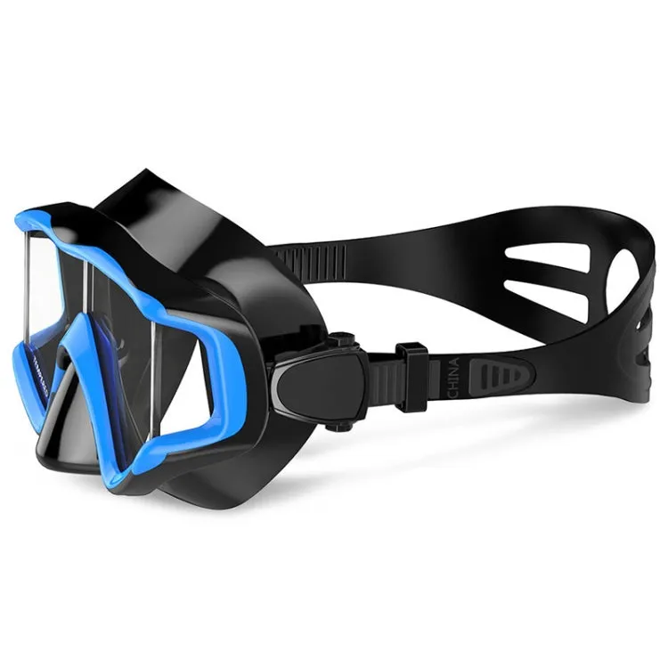 DM600 Silica Gel Diving Mask Swimming Goggles Diving Equipment for Adults (Black Blue)