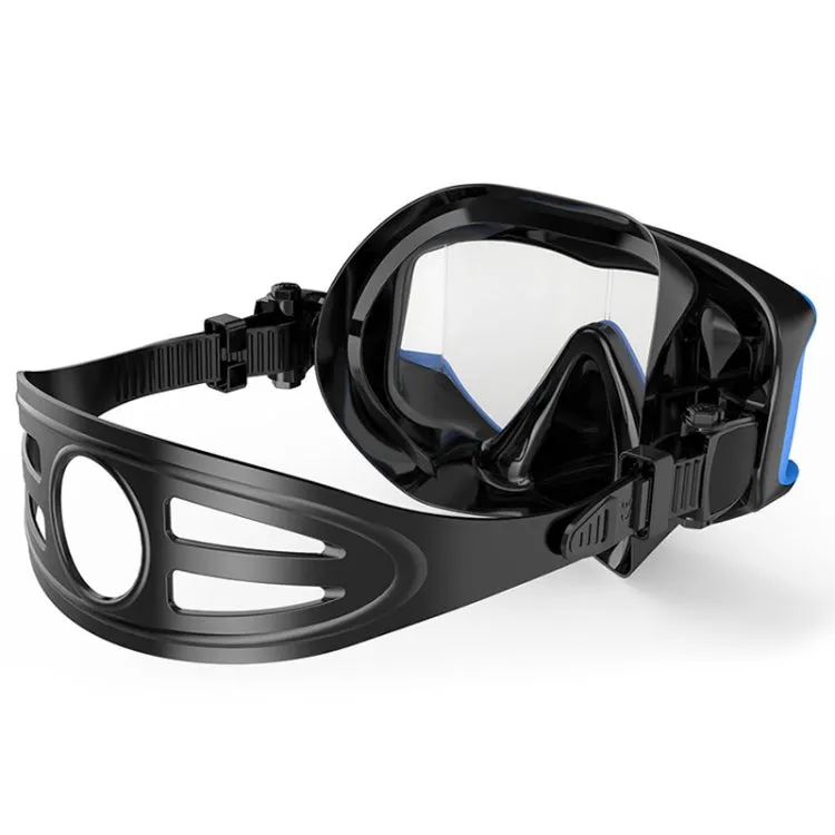 DM600 Silica Gel Diving Mask Swimming Goggles Diving Equipment for Adults (Black Blue)