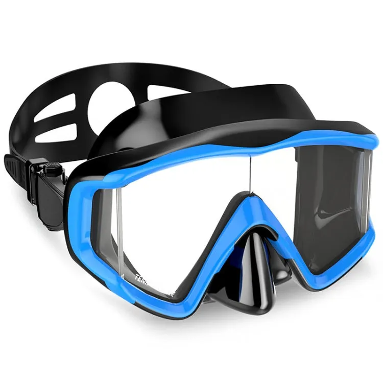 DM600 Silica Gel Diving Mask Swimming Goggles Diving Equipment for Adults (Black Blue)