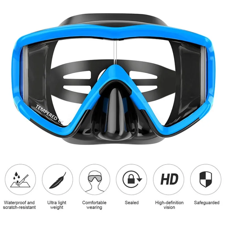 DM600 Silica Gel Diving Mask Swimming Goggles Diving Equipment for Adults (Black Blue)