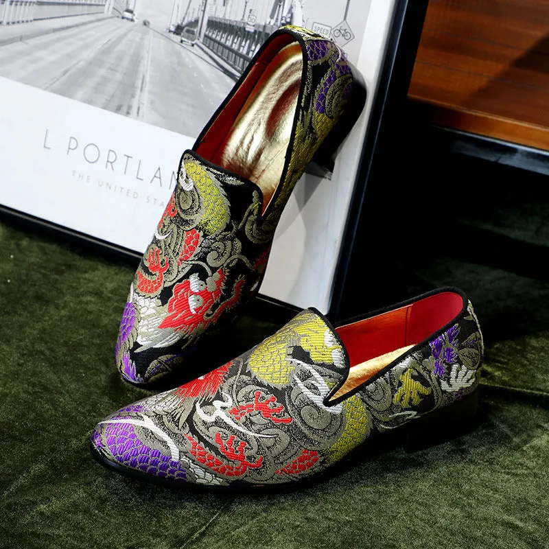 Embroidered Geometric Loafers Shoes