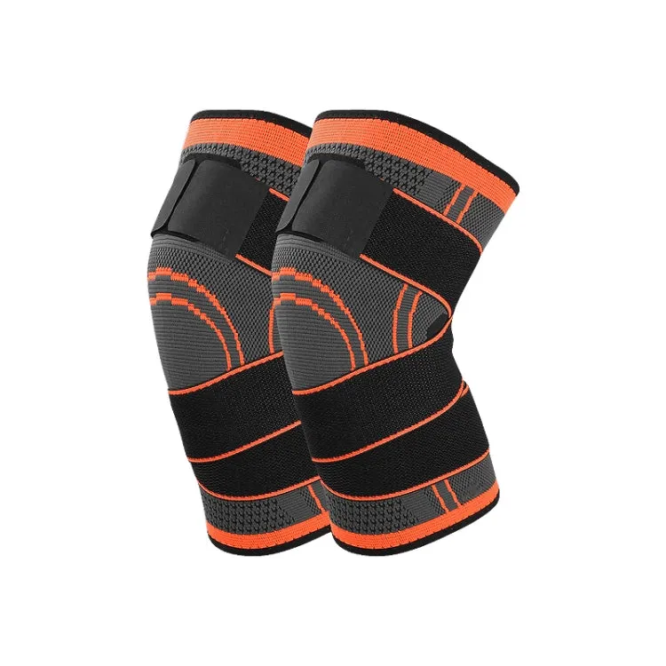 Fitness Running Cycling Bandage Knee Support Braces Elastic Nylon Sports Compression Pad Sleeve, Size:L(orange)