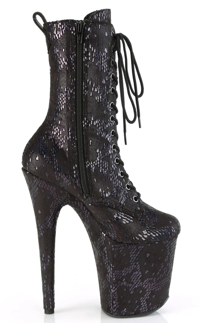 FLAMINGO-1040SPF Black Oil Slick Snake Print Ankle Boots