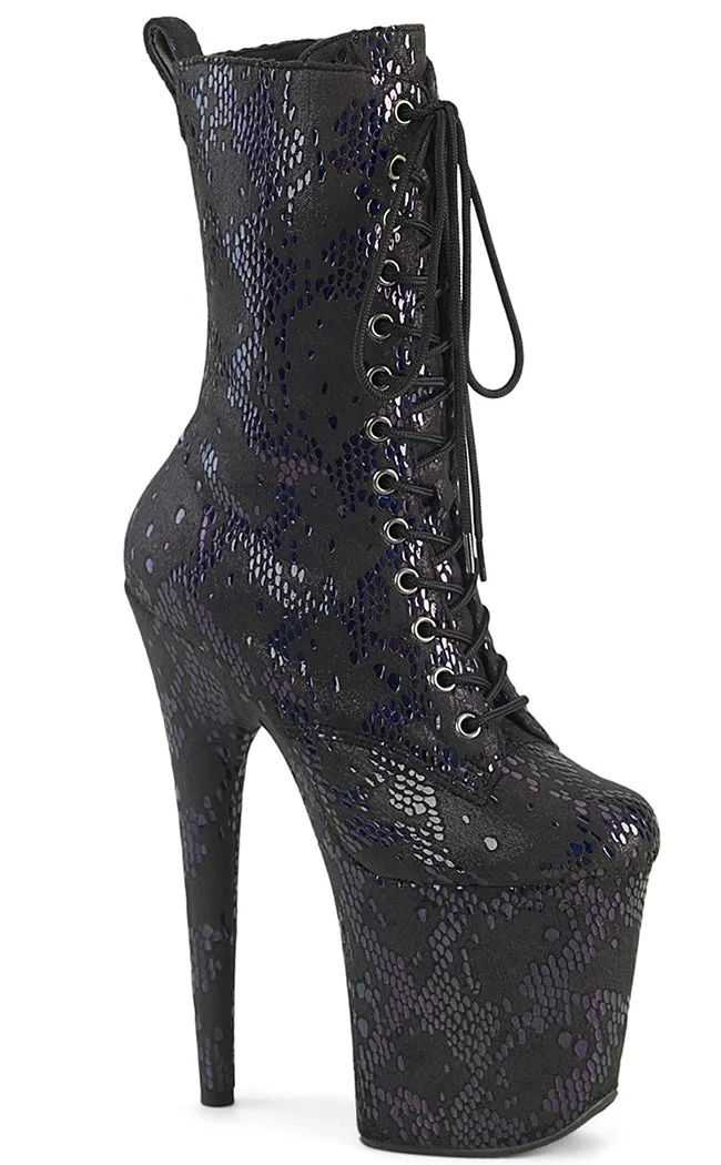 FLAMINGO-1040SPF Black Oil Slick Snake Print Ankle Boots