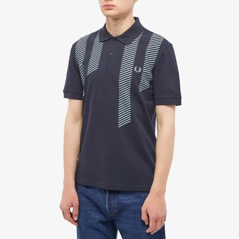 Fred Perry glitch striped polo, navy