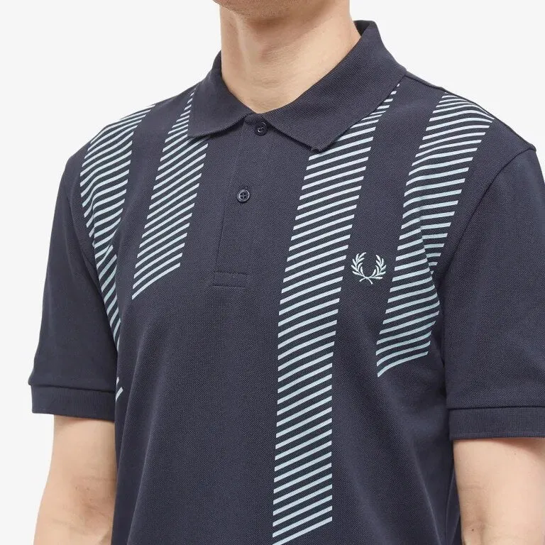 Fred Perry glitch striped polo, navy