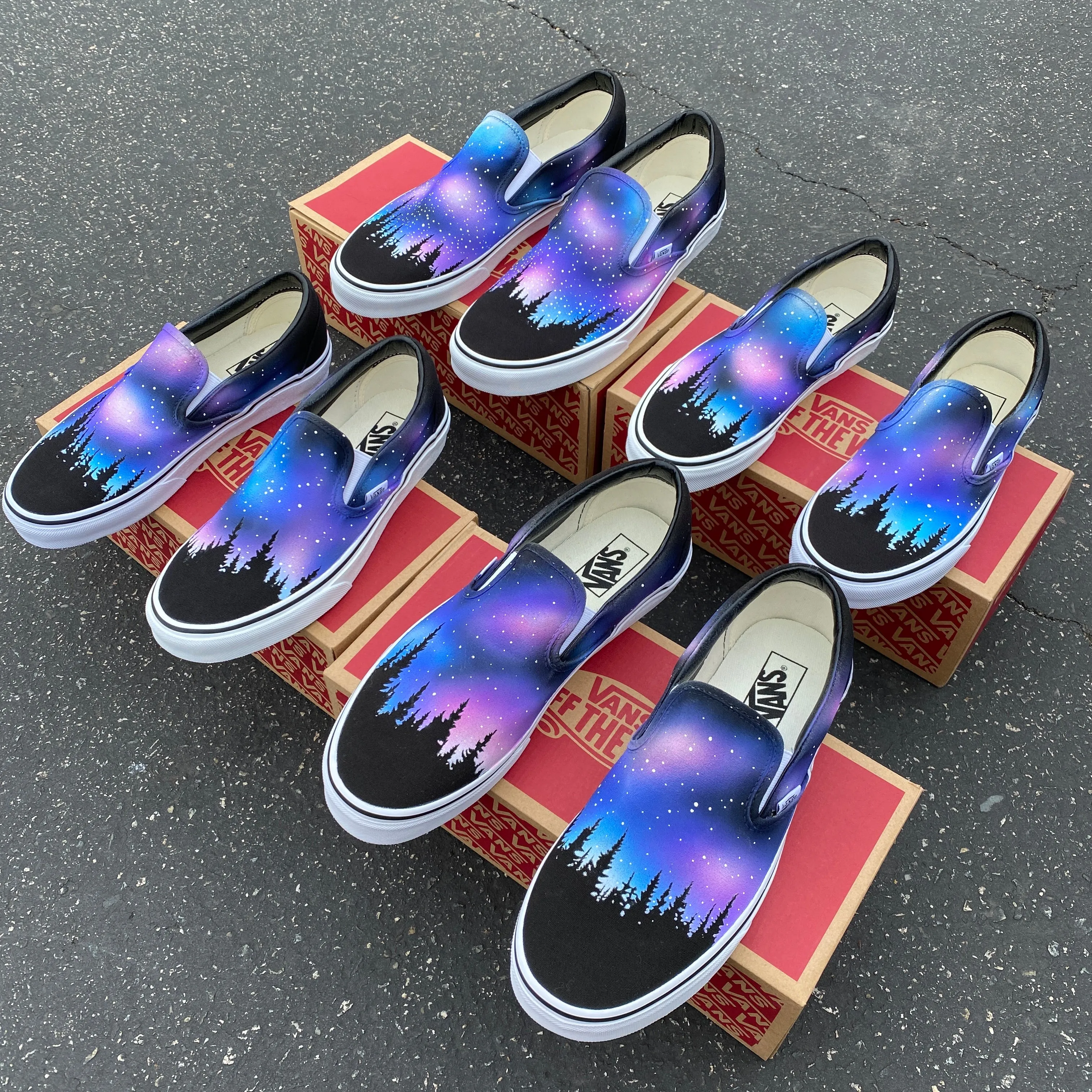 Galaxy Forest Black Slip Ons