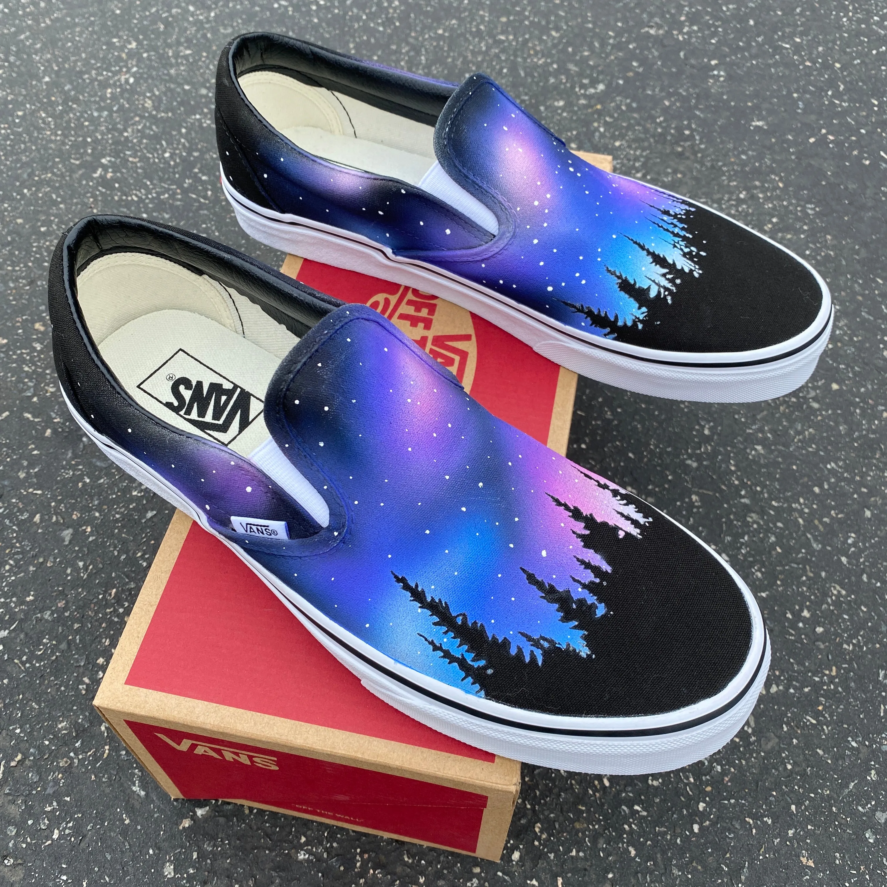 Galaxy Forest Black Slip Ons