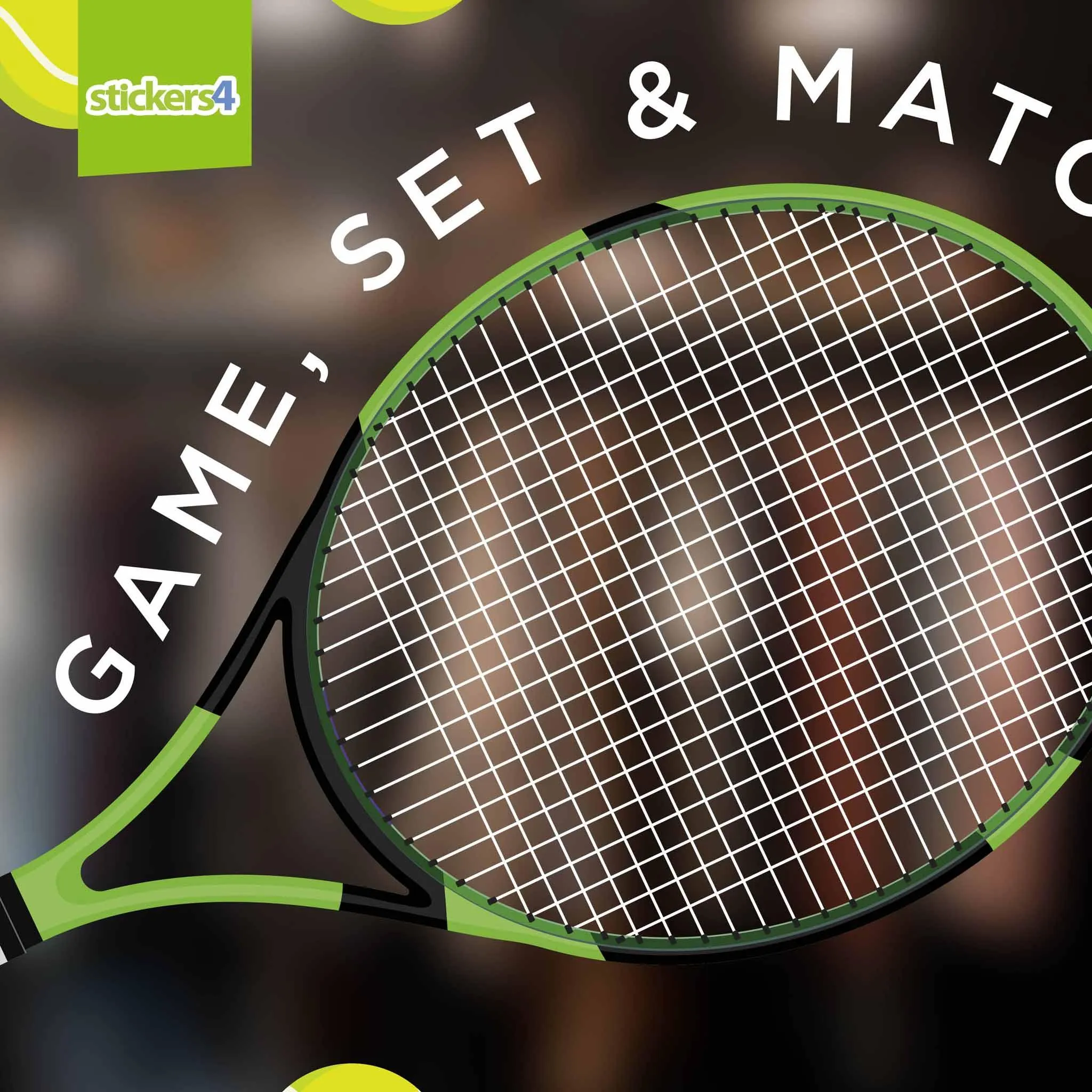 Game, Set & Match Tennis Racquet Window Sticker