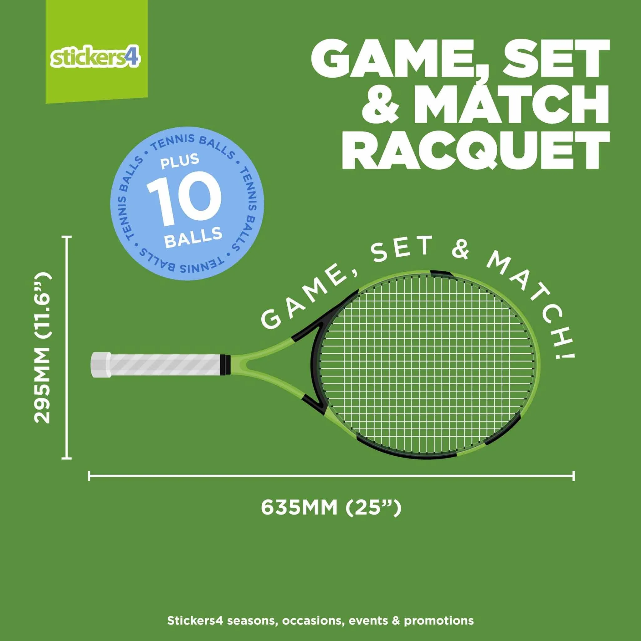 Game, Set & Match Tennis Racquet Window Sticker