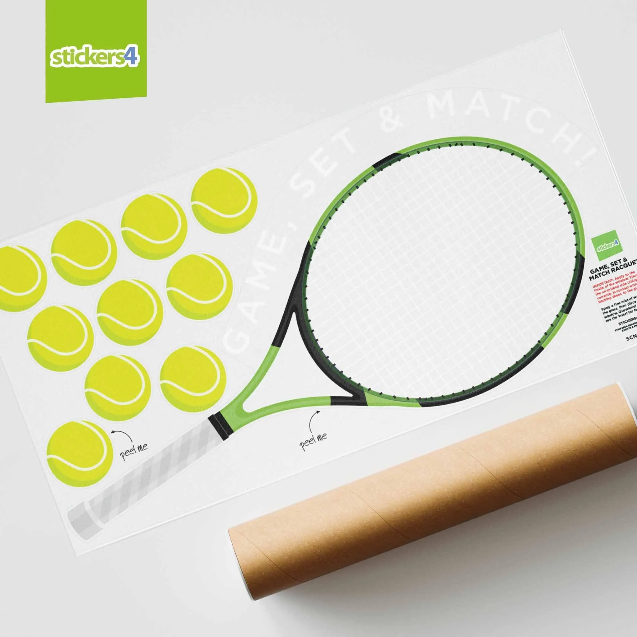 Game, Set & Match Tennis Racquet Window Sticker