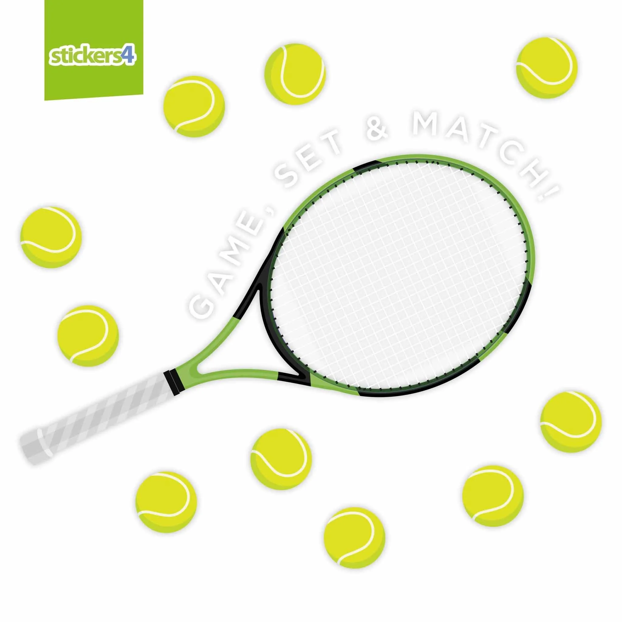 Game, Set & Match Tennis Racquet Window Sticker