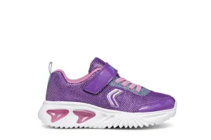 Geox Assister Girls Violet Dark Pink Lights Trainer