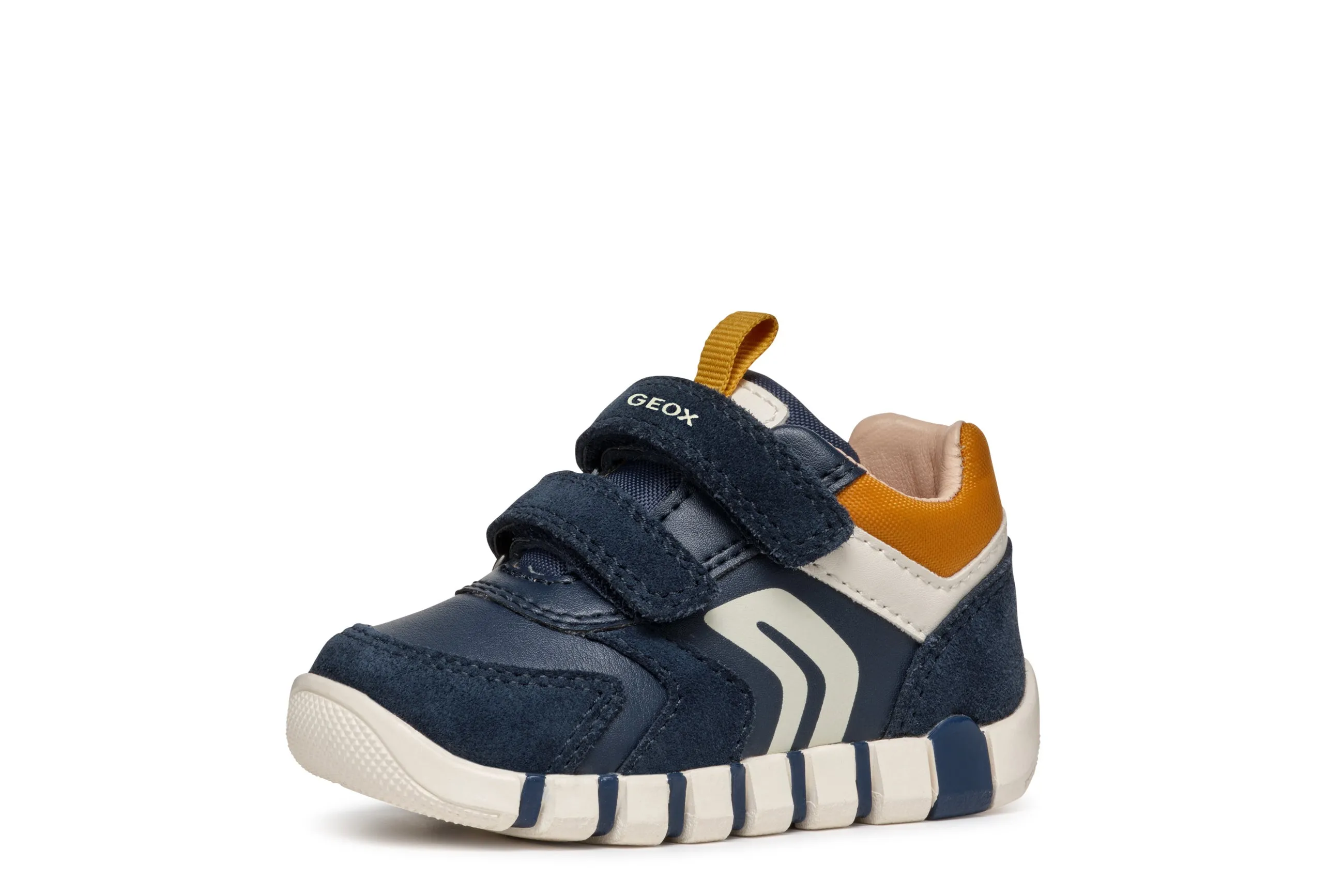 Geox Iupidoo Boys Navy Mustard Trainer