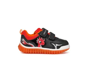 Geox Lightyloo Red Dragon Boys Black Red Trainer