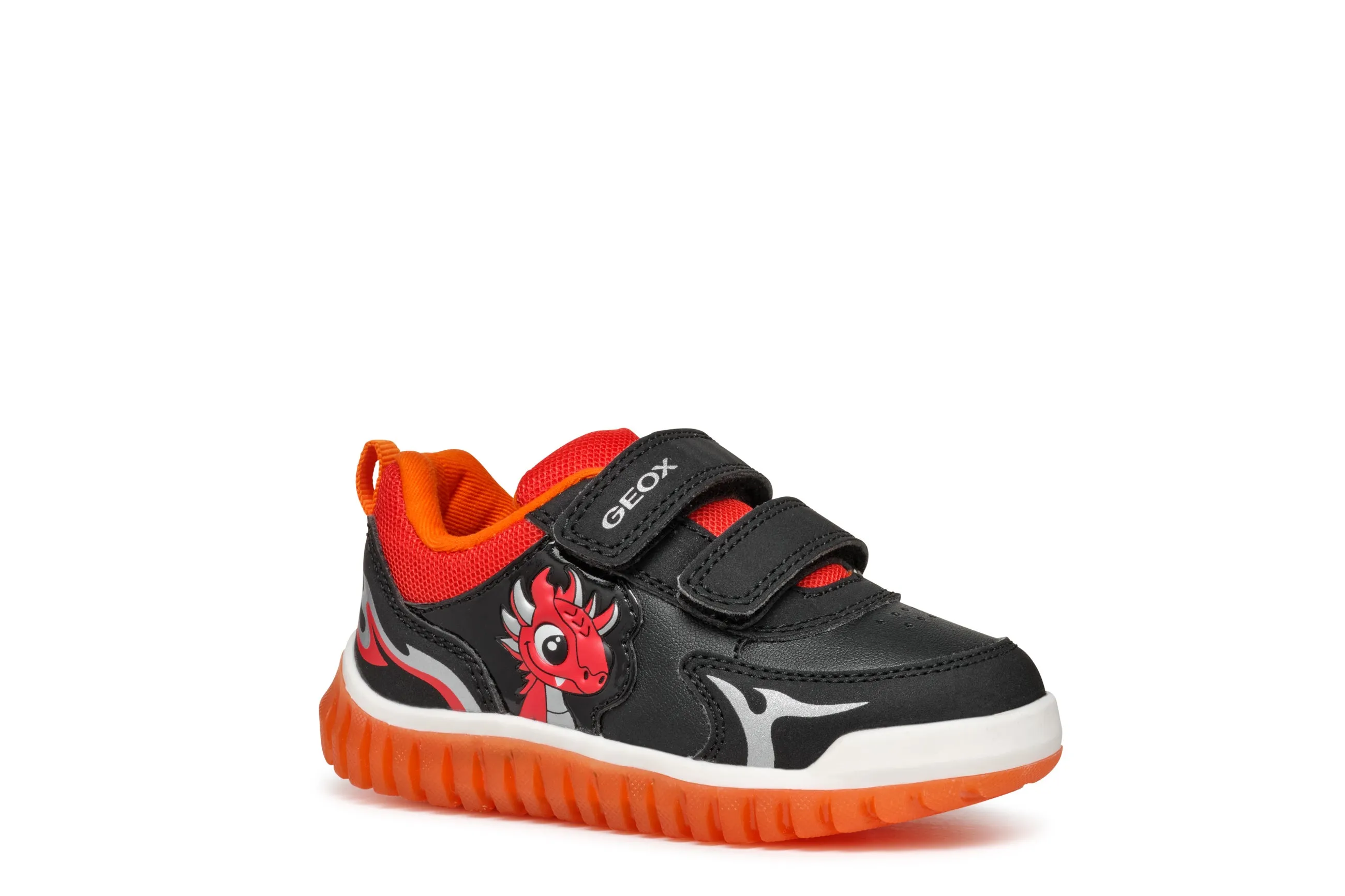 Geox Lightyloo Red Dragon Boys Black Red Trainer