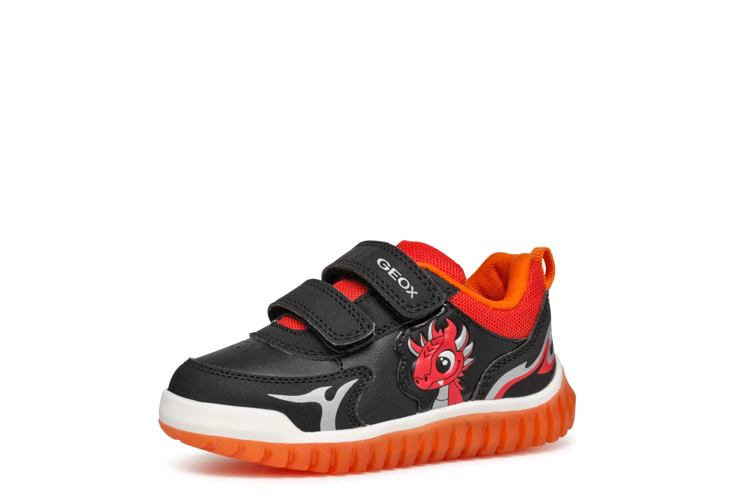 Geox Lightyloo Red Dragon Boys Black Red Trainer