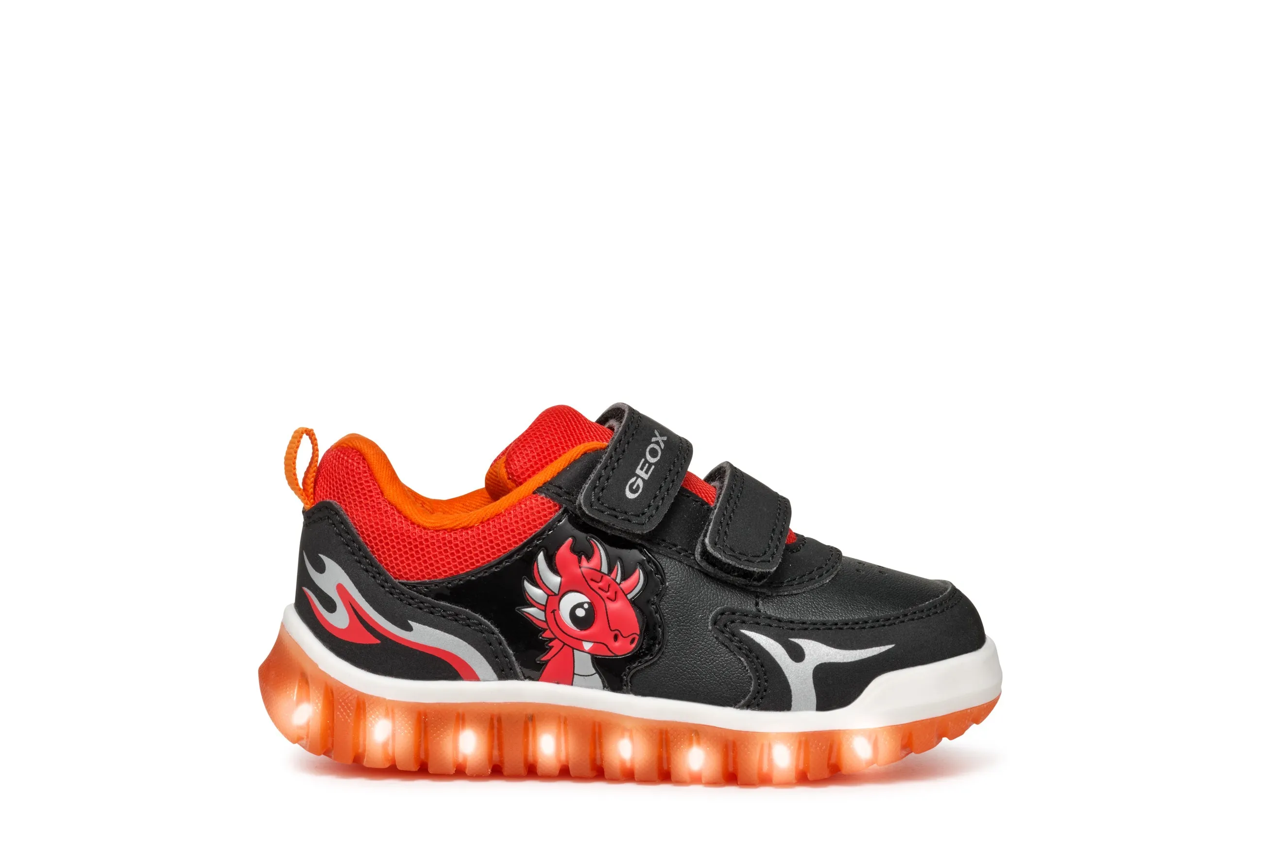 Geox Lightyloo Red Dragon Boys Black Red Trainer