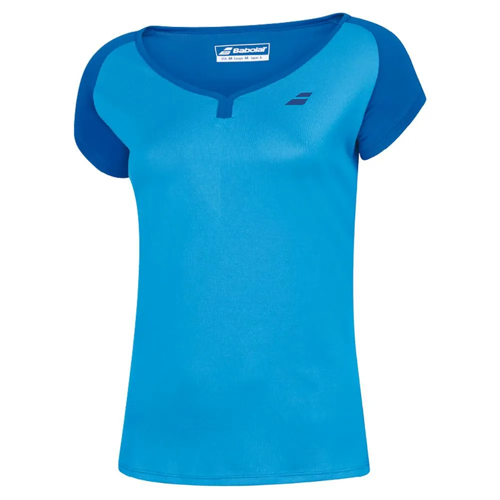 Girls` Play Cap Sleeve Tennis Top Blue Aster