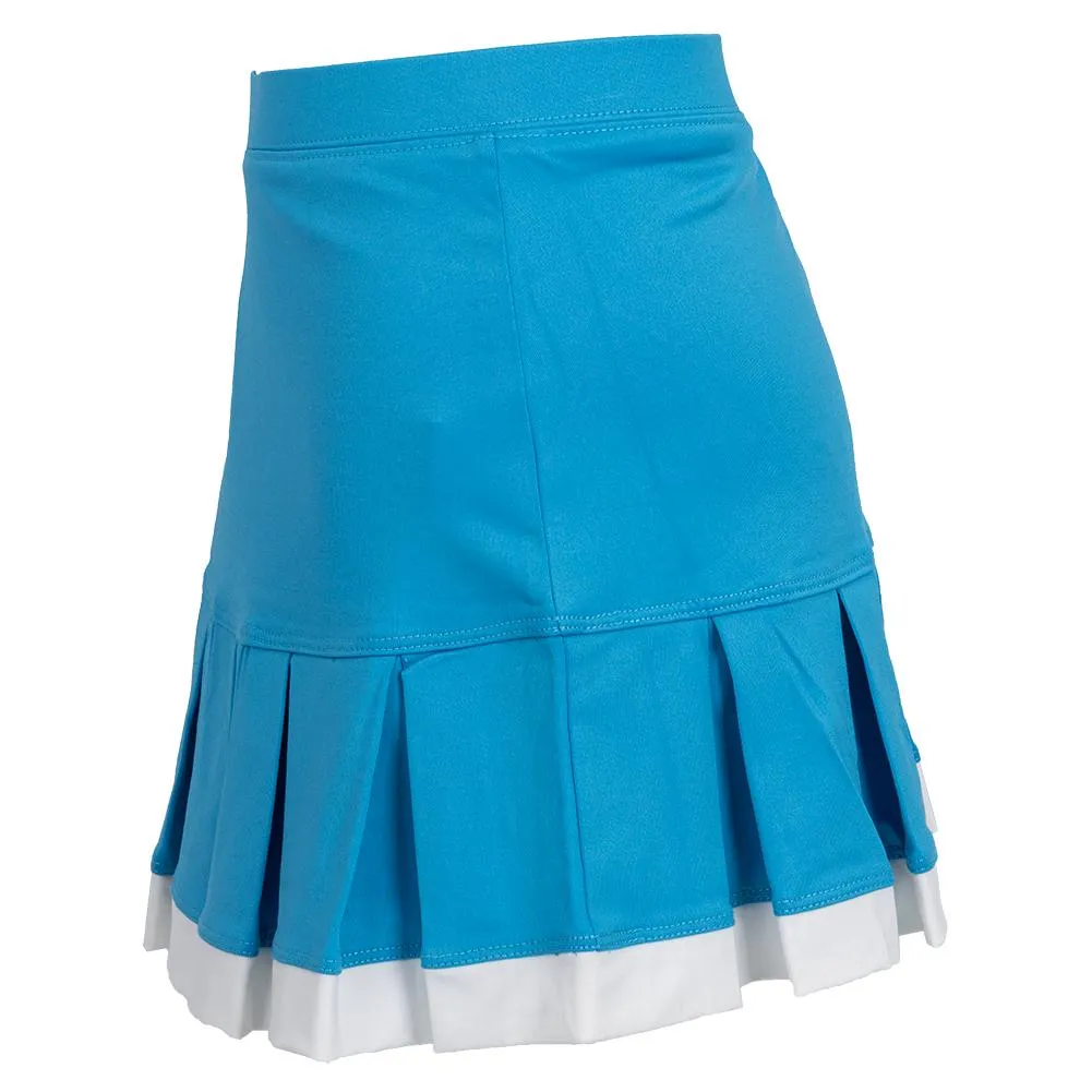 Girl's Pleat Tennis Skort with Trim Aqua