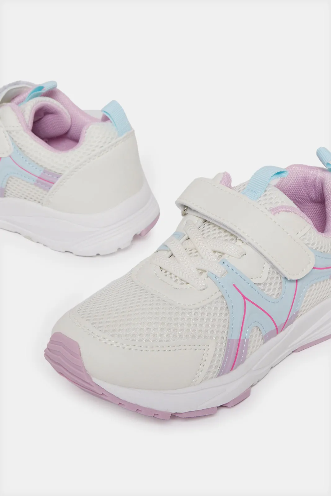 Girls White Velcro Strap Trainer