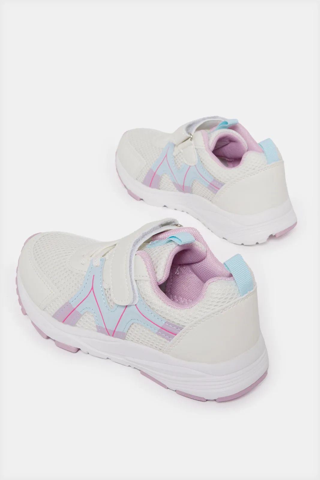 Girls White Velcro Strap Trainer