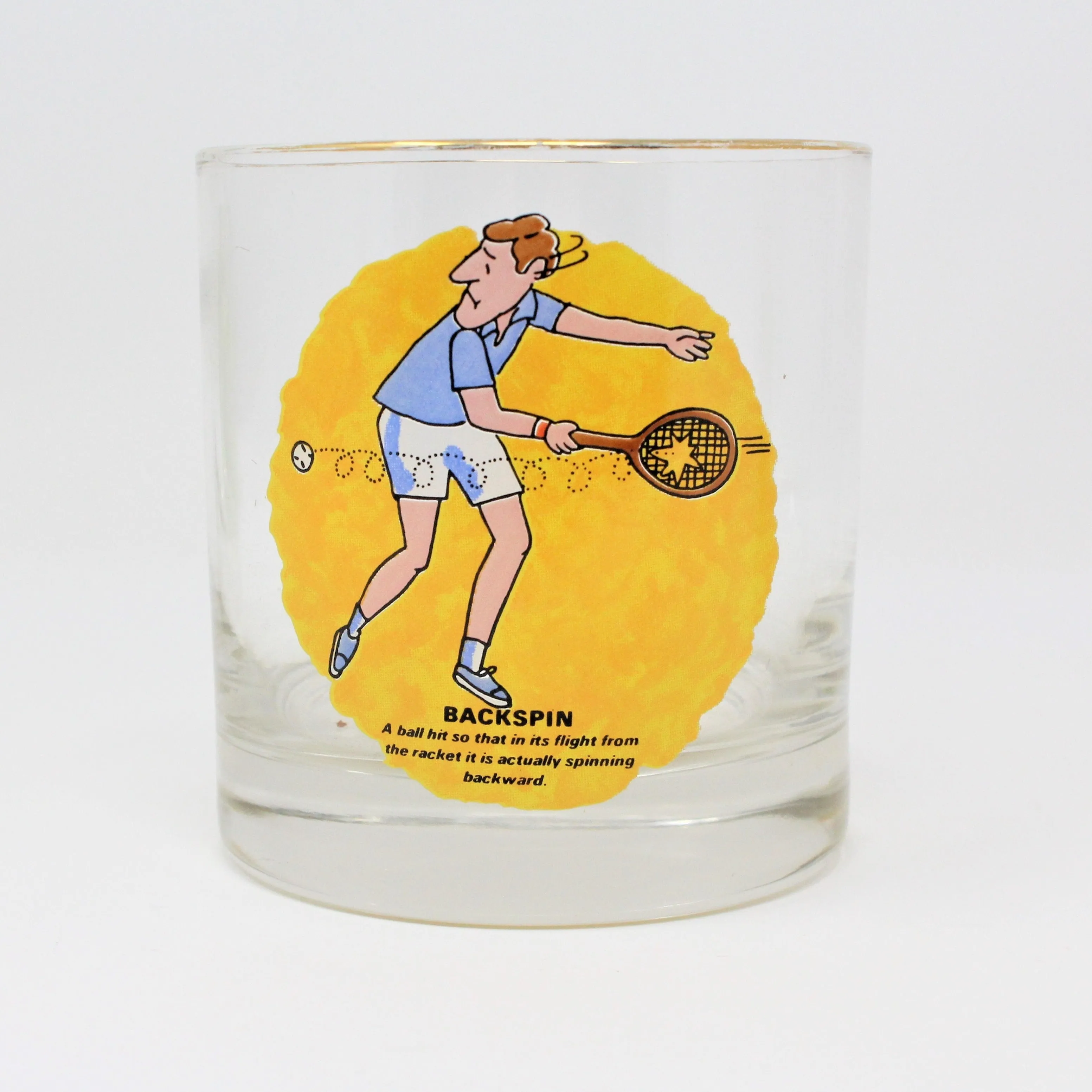 Glasses, Whiskey / Rocks, Tennis Novelty Funny, Retro Vintage RARE