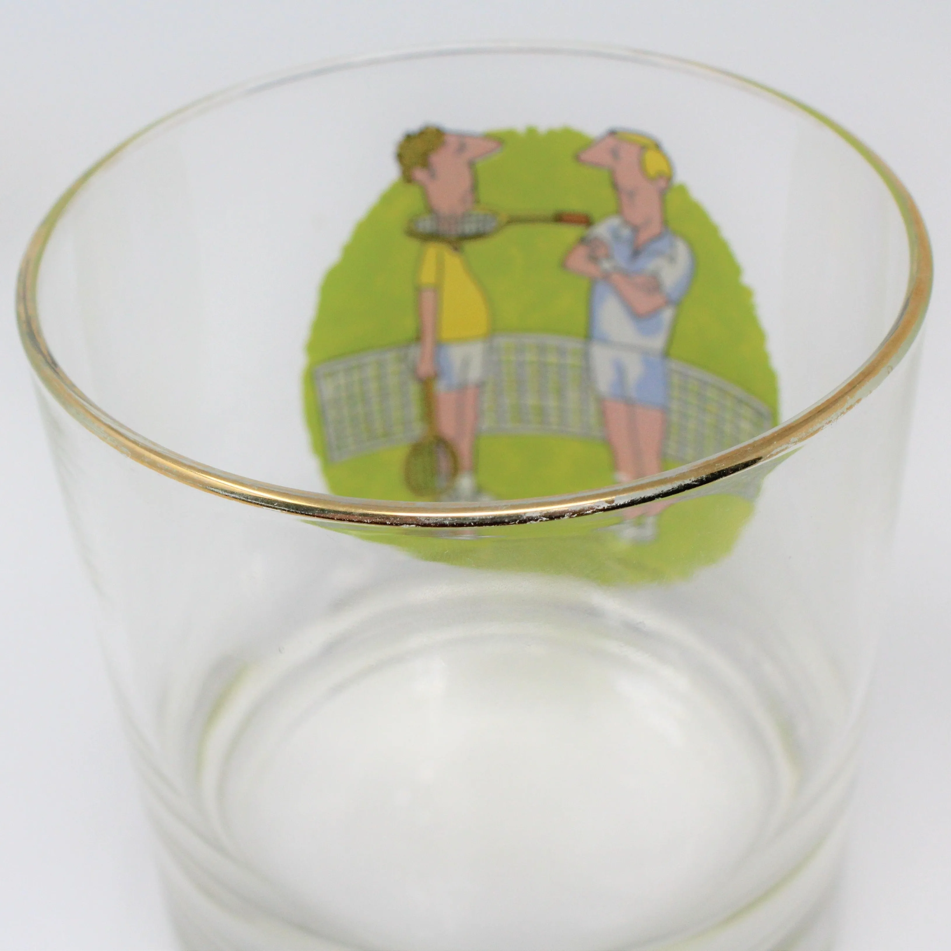 Glasses, Whiskey / Rocks, Tennis Novelty Funny, Retro Vintage RARE