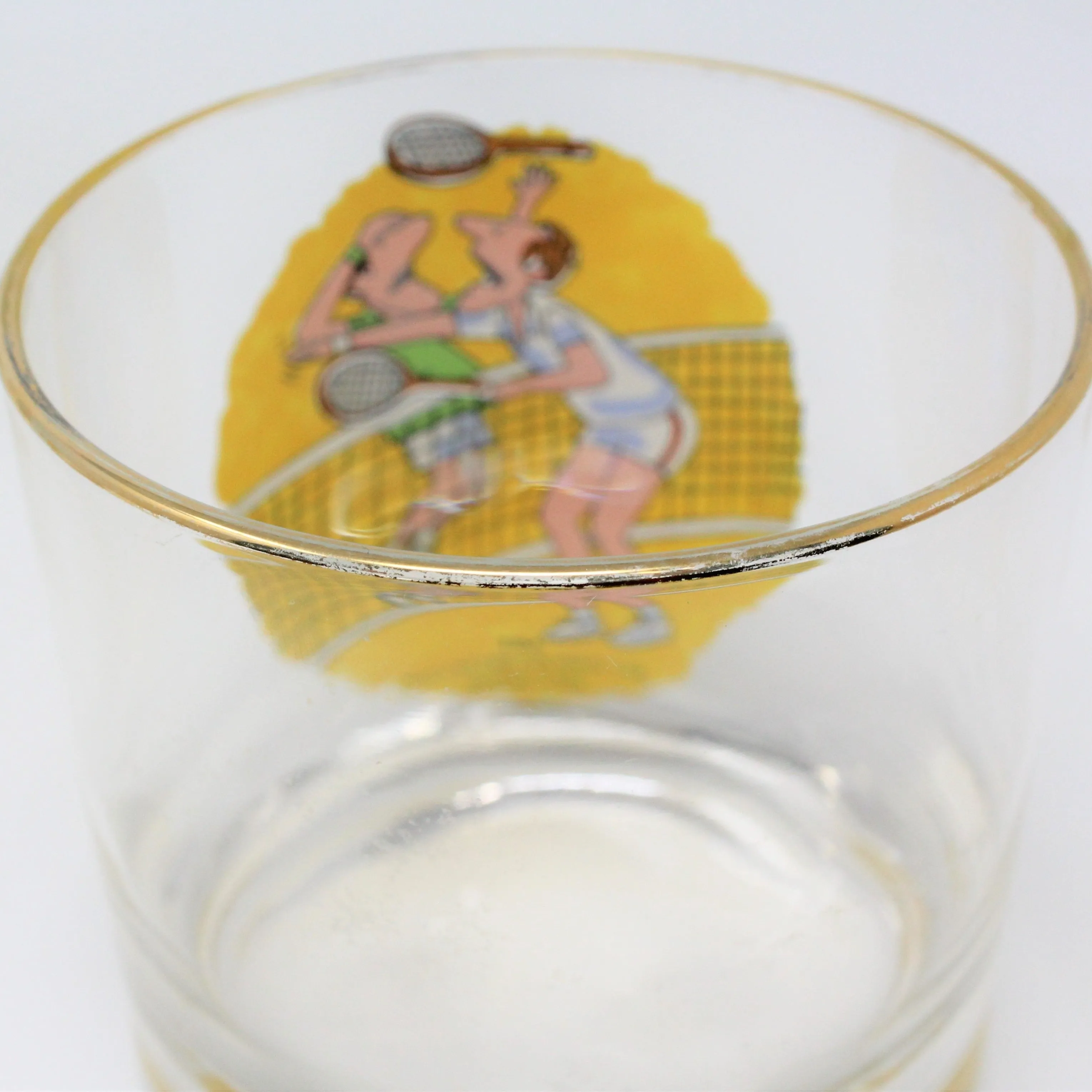 Glasses, Whiskey / Rocks, Tennis Novelty Funny, Retro Vintage RARE