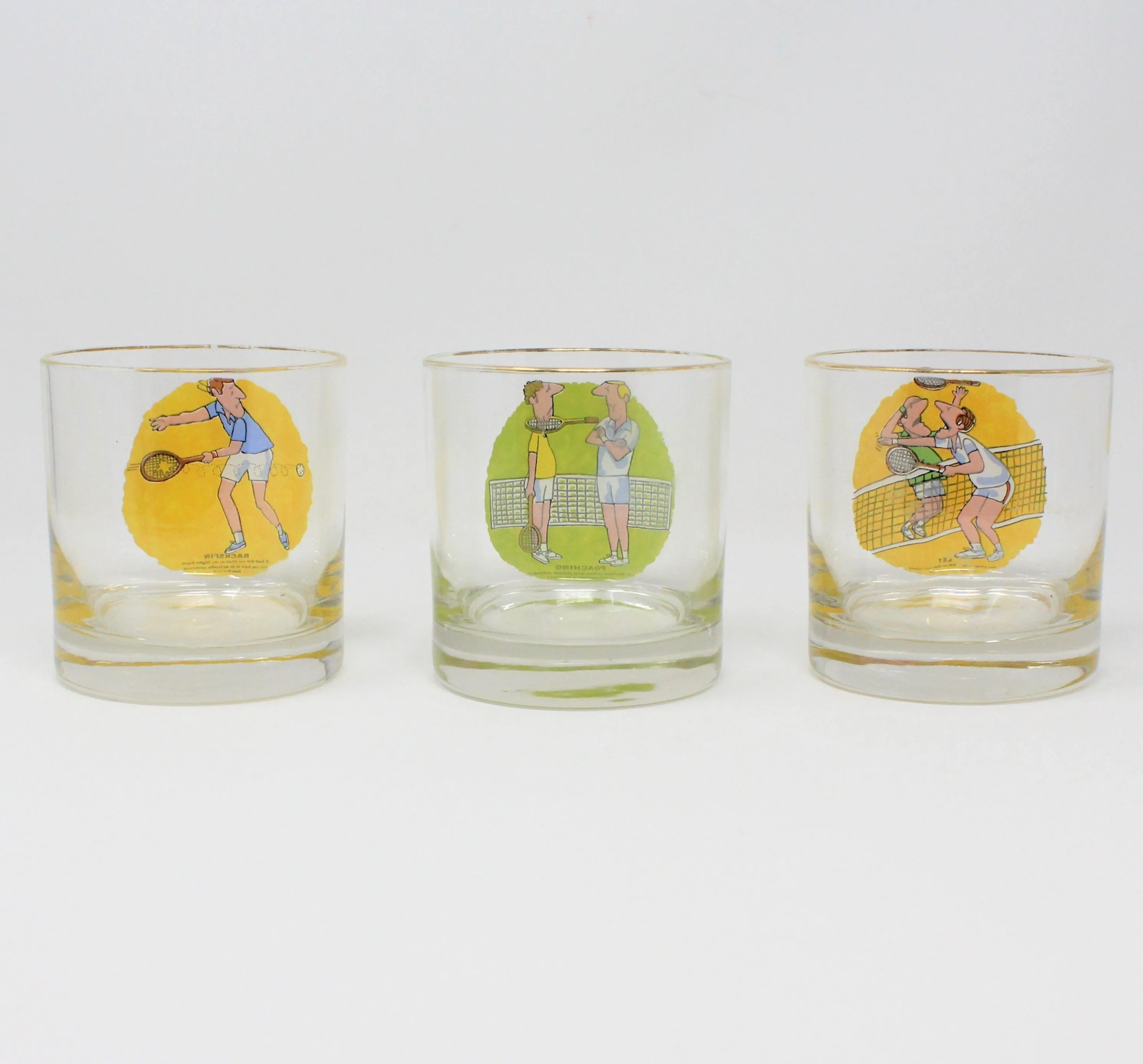 Glasses, Whiskey / Rocks, Tennis Novelty Funny, Retro Vintage RARE