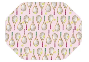 Hand Painted Tennis Rackets w/ Balls Placemats