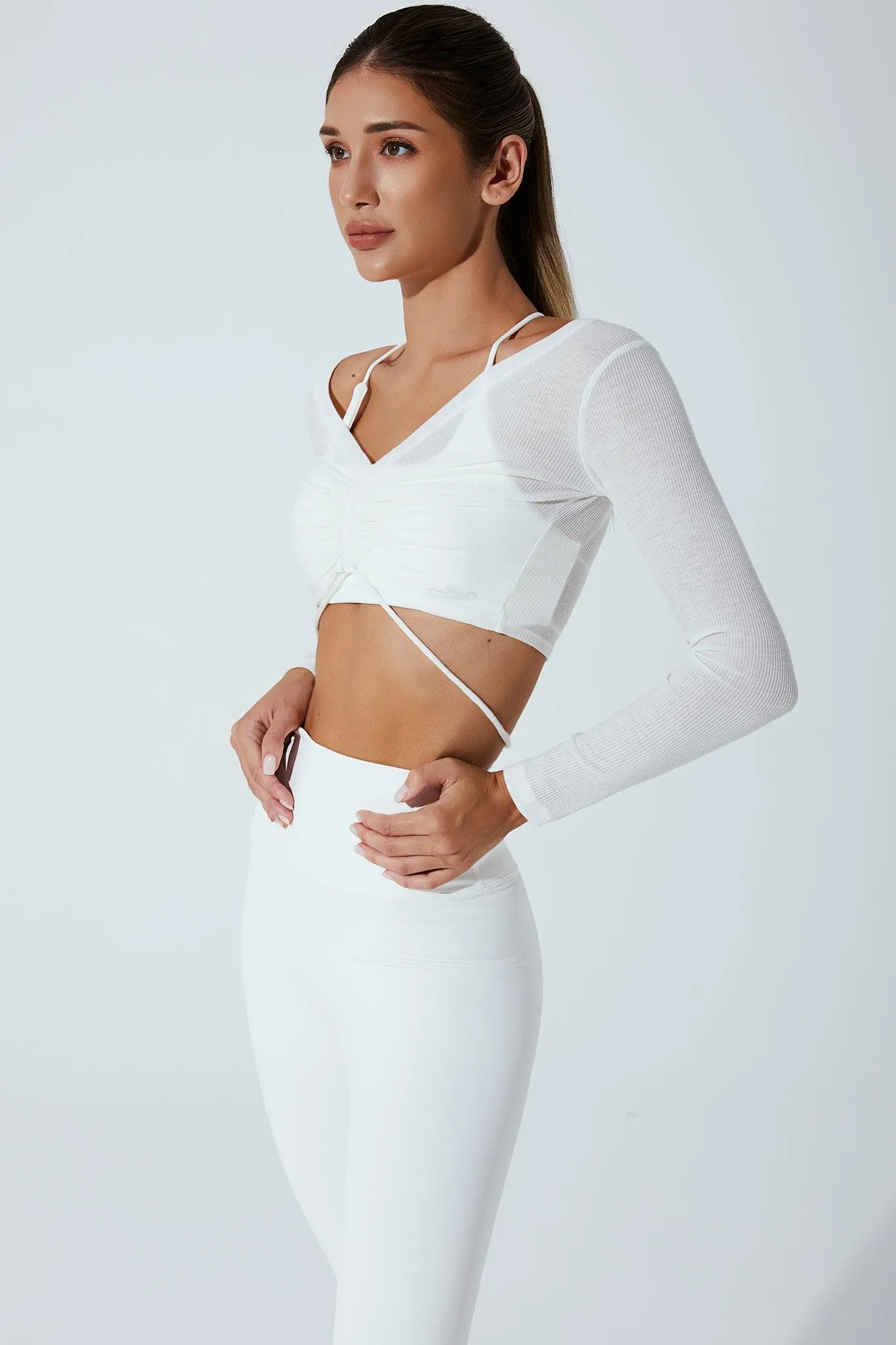 Helen Long Sleeve Drawstring - White