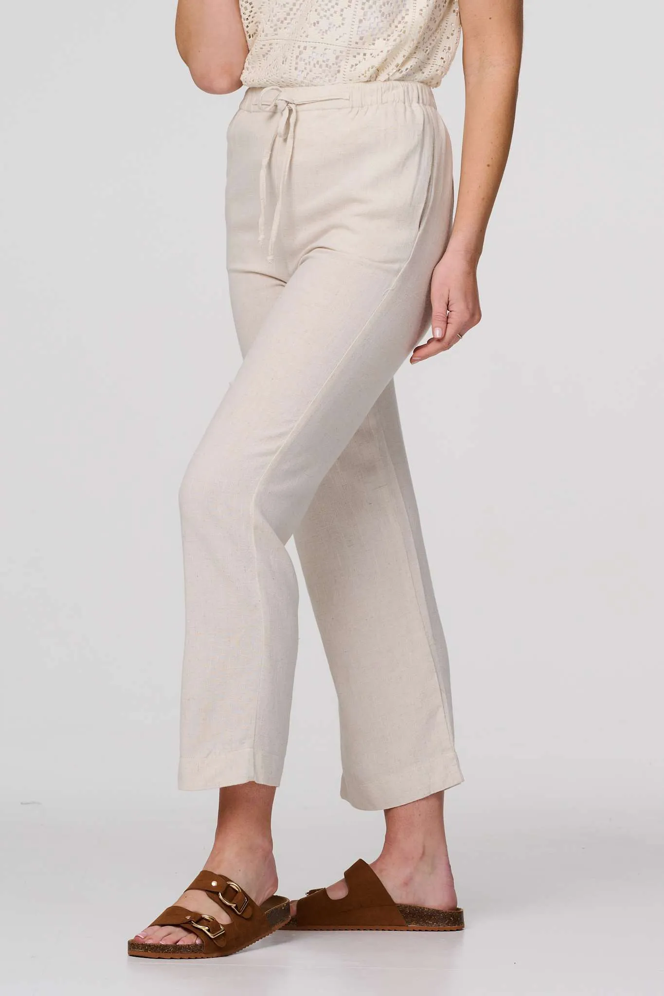 High Waist Wide Drawstring Trousers