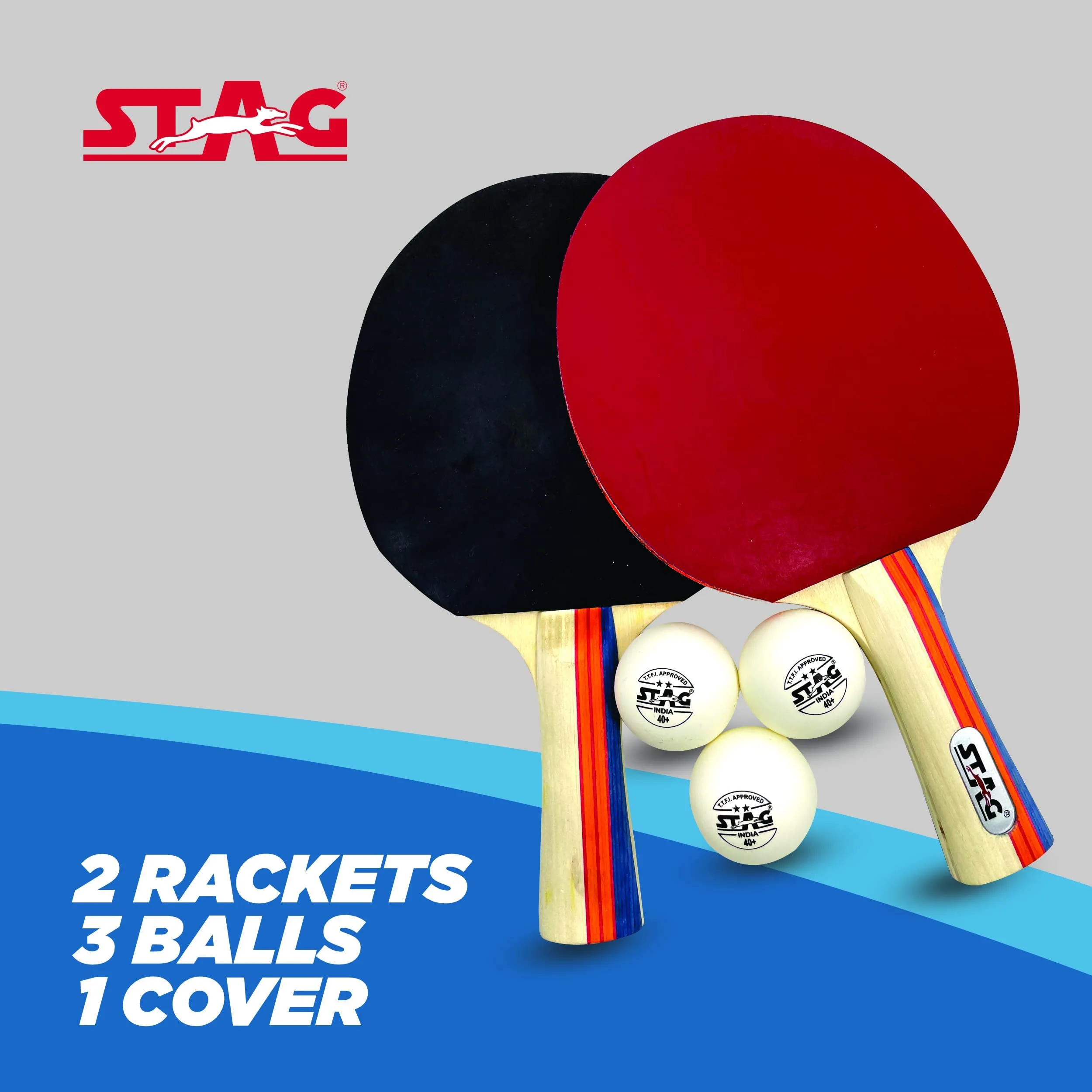 Iconic Tournament Professional Table Tennis (T.T) Set| Premium ITTF Approved Rubber- Table Tennis Rackets and T.T Balls Included| All-in-One Ping Pong Paddle Playset - Table Game Acceories